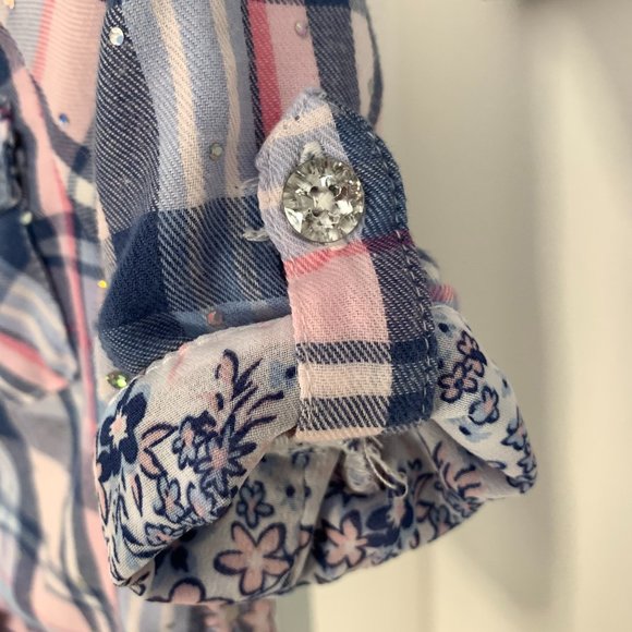 LITTLE LASS High/Low Top, Plaid w/Crystals and Rhinestones, Size: 12 mo. - Picture 7 of 12